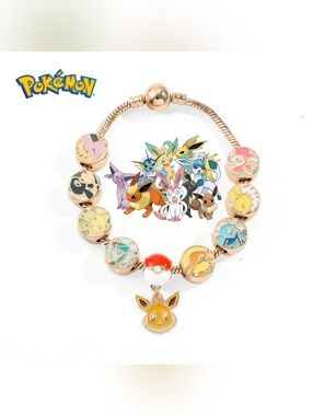 Pokemon Eeveelution Charm Gold Tone Bracelet
